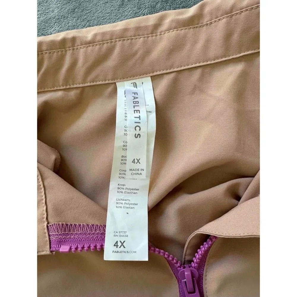 Fabletics Tan Utility Jumpsuit Sleeveless Zipper Pockets Belted Womens Size 4X - Picture 4 of 9